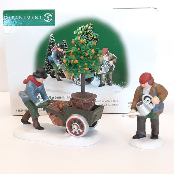 Dept 56 Dickens Village Series Master Gardeners Figurine 2pc Set Christmas 1999 - Picture 4 of 7